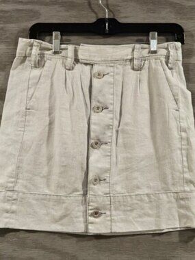 Anthropologie NWT SZ 0 Paper Boy Mini School Girl Skirt Light Gray Linen Blend